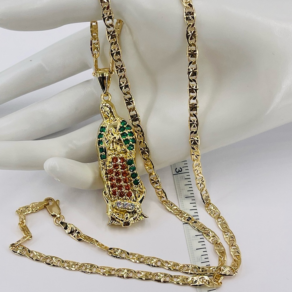 Virgin Mary Zc 18k Italian Gold Plated Necklace